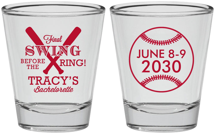 Personalized Bachelorette Shot Glasses - Final Swing Before Ring | 60109