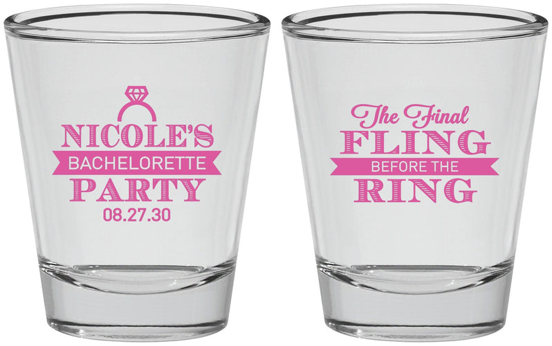 Personalized Bachelorette Shot Glasses - Final Fling Before The Ring | 60110