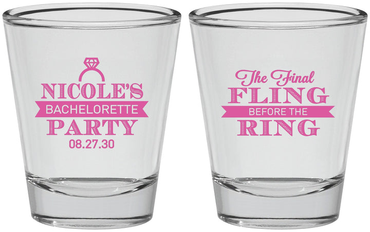 Personalized Bachelorette Shot Glasses - Final Fling Before The Ring | 60110