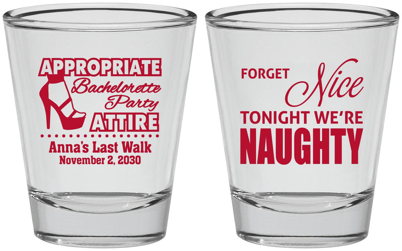 Personalized Bachelorette Shot Glasses - Nice Tonight Naughty | 60112