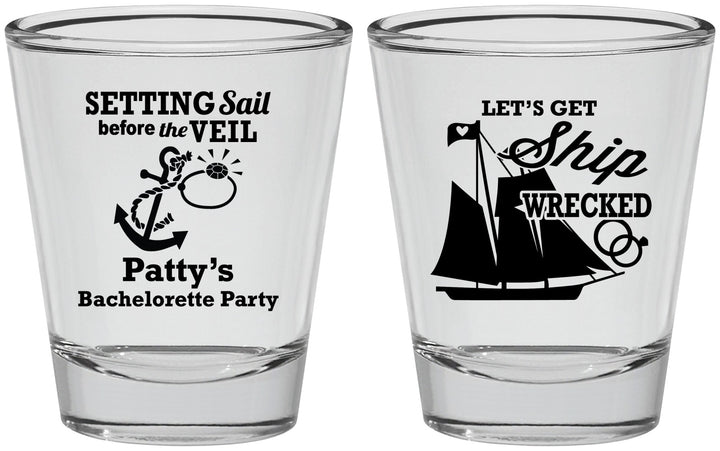 Personalized Bachelorette Shot Glasses - Setting Sail Before Veil | 60116