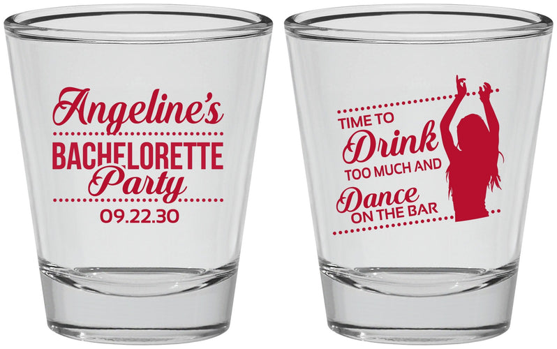 Personalized Bachelorette Shot Glasses - Drink Dance On Bar | 60122