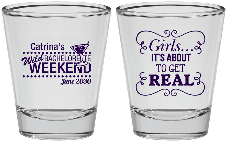 Personalized Bachelorette Shot Glasses - About To Get Real | 60123
