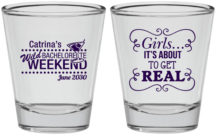 Personalized Bachelorette Shot Glasses - About To Get Real | 60123
