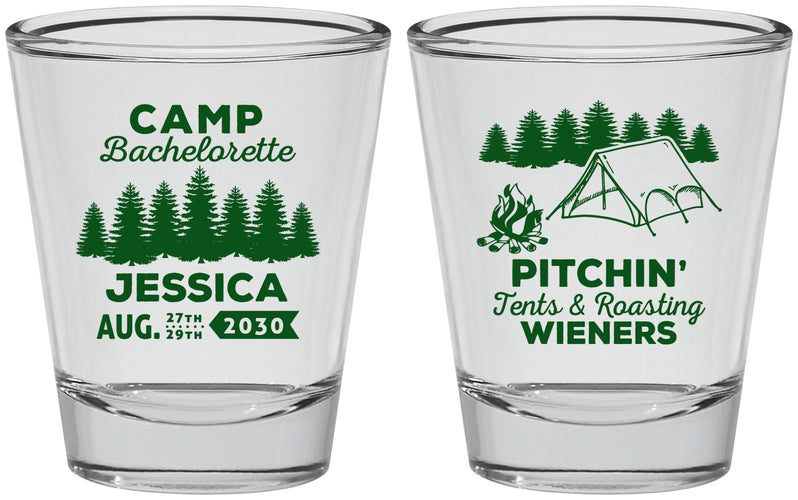 Personalized Bachelorette Shot Glasses - Camping | 60125