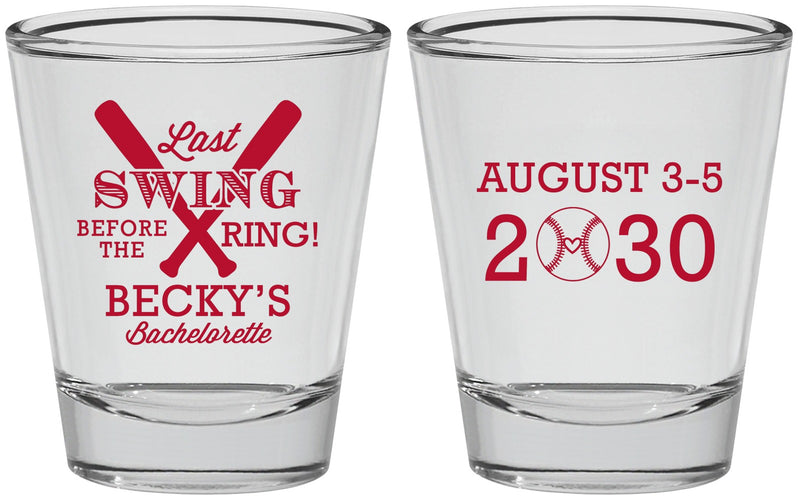 Personalized Bachelorette Shot Glasses - Last Swing Before Ring | 60127