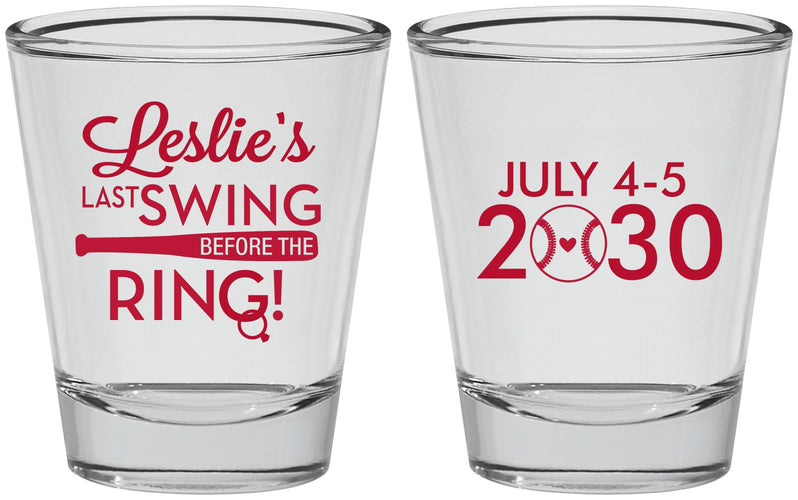 Personalized Bachelorette Shot Glasses - Last Swing Before Ring | 60128