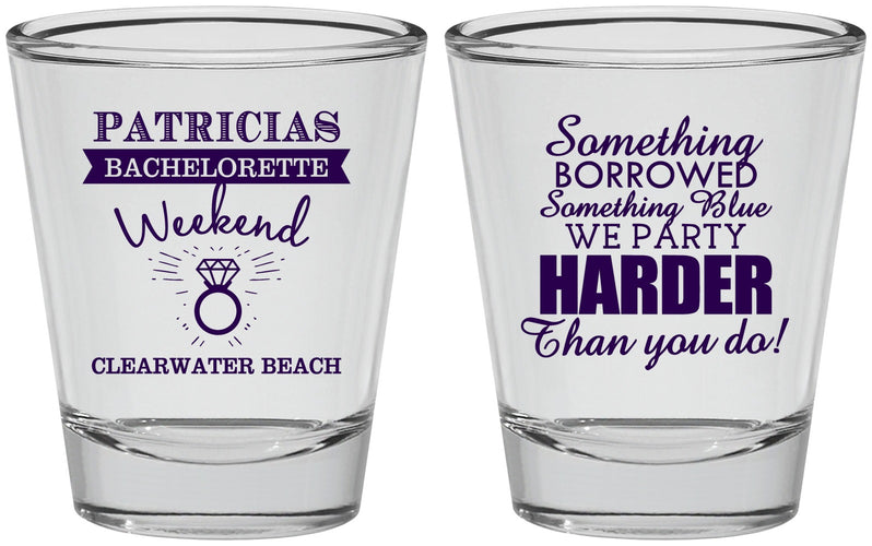 Personalized Bachelorette Shot Glasses - Something Borrowed | 60130