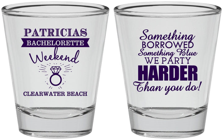 Personalized Bachelorette Shot Glasses - Something Borrowed | 60130