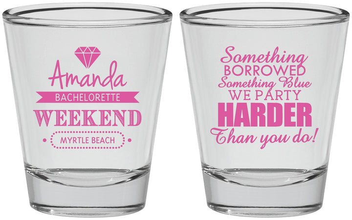Personalized Bachelorette Shot Glasses - Something Borrowed | 60131
