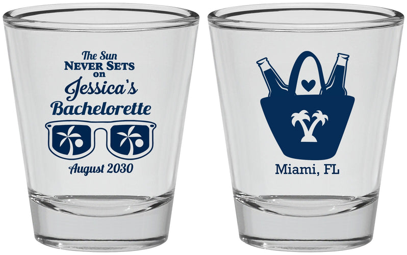 Personalized Bachelorette Shot Glasses - Beach Sun Never Sets | 60136