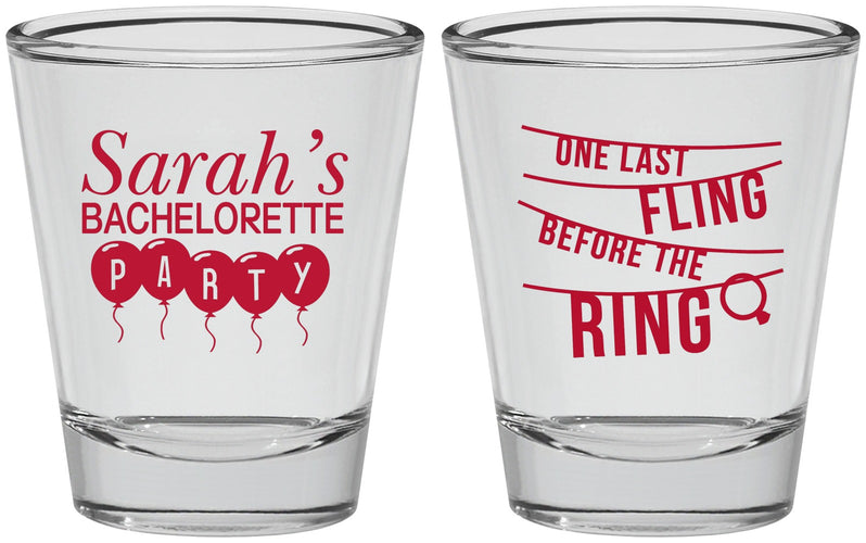 Personalized Bachelorette Shot Glasses - Last Fling Before Rings | 60140