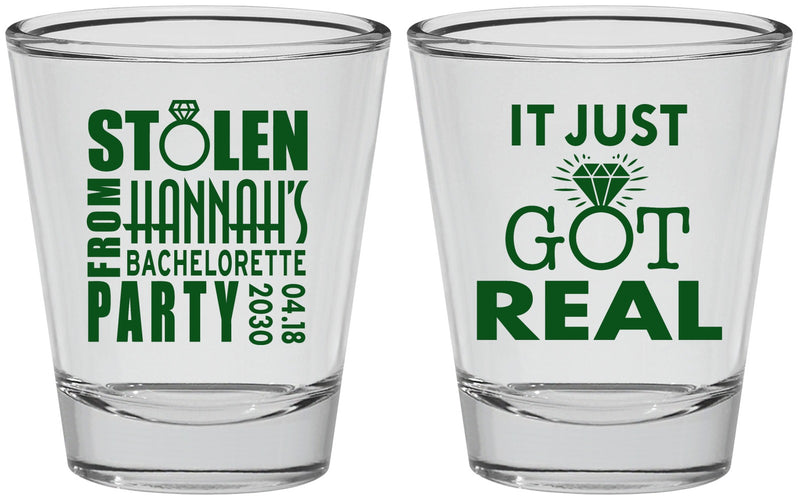 Personalized Bachelorette Shot Glasses - Just Got Real | 60141