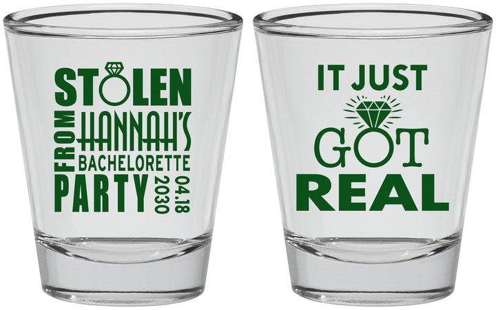 Personalized Bachelorette Shot Glasses - Just Got Real | 60141