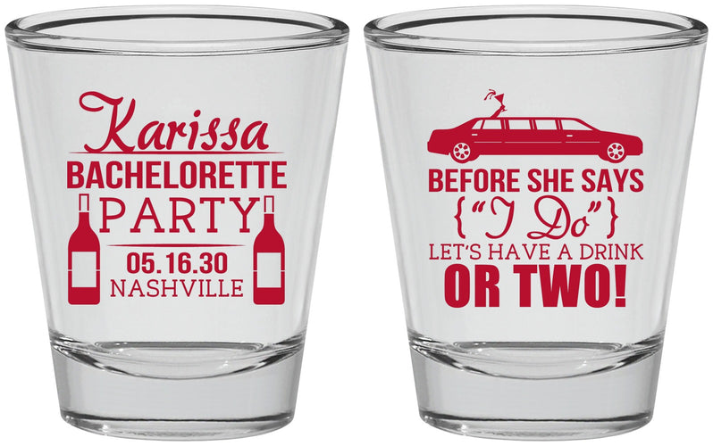 Personalized Bachelorette Shot Glasses - Before She Says I Do | 60142