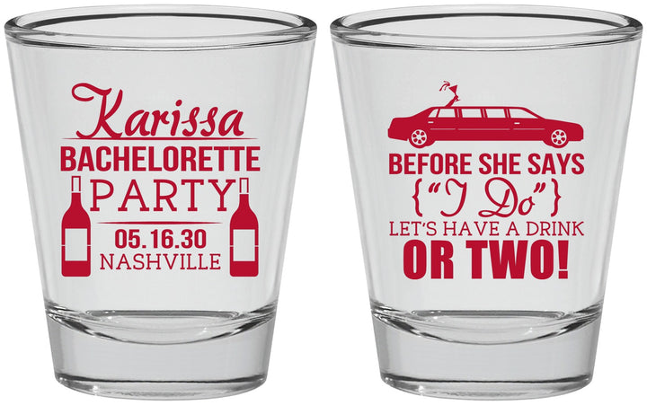 Personalized Bachelorette Shot Glasses - Before She Says I Do | 60142