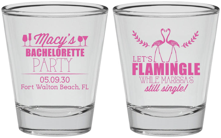 Personalized Bachelorette Shot Glasses - Lets Flamingle Still Single | 60144