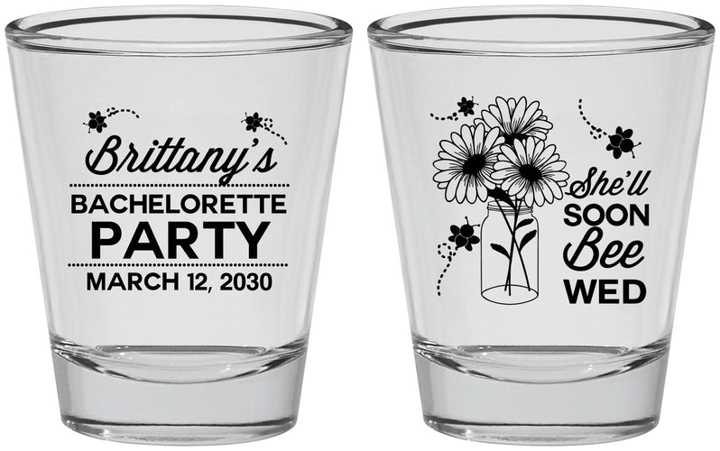 Personalized Bachelorette Shot Glasses - She Will Soon Bee Wed | 60151