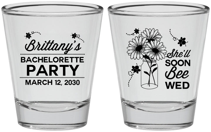 Personalized Bachelorette Shot Glasses - She Will Soon Bee Wed | 60151