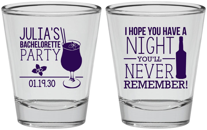 Personalized Bachelorette Shot Glasses - Night Never Remember | 60160