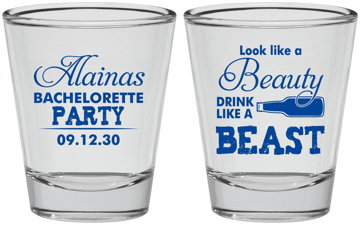 Personalized Bachelorette Shot Glasses - Beauty Beast | 60161