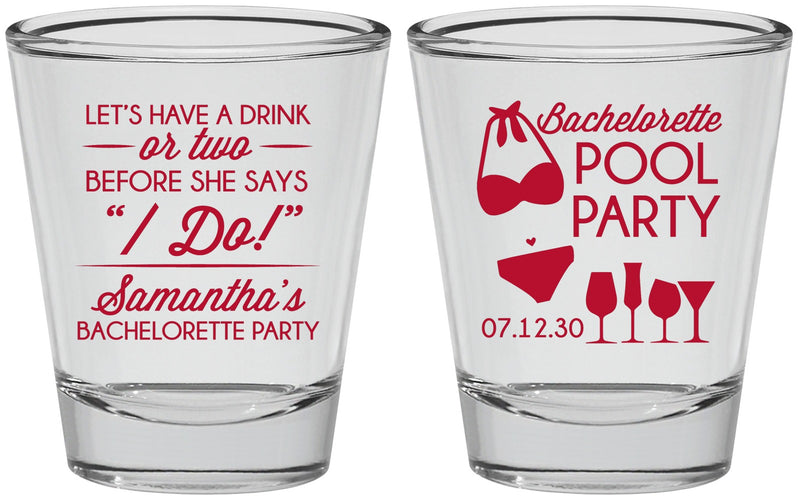 Personalized Bachelorette Shot Glasses - Pool Party | 60167