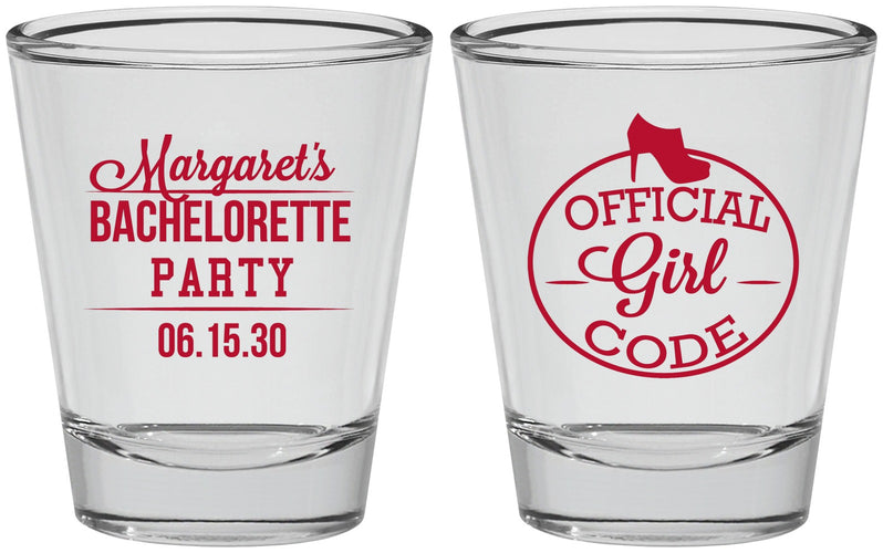 Personalized Bachelorette Shot Glasses - Official Girl Code | 60176