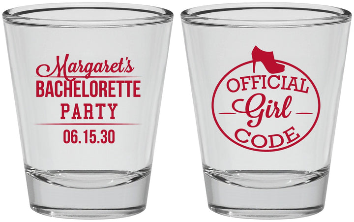 Personalized Bachelorette Shot Glasses - Official Girl Code | 60176