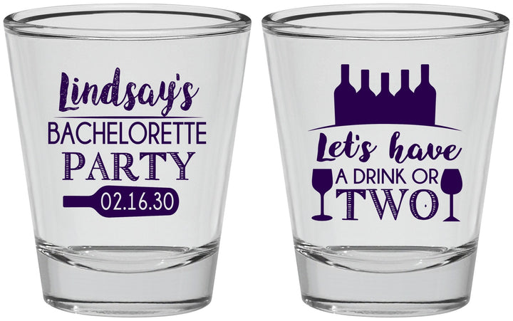 Personalized Bachelorette Shot Glasses - Wine Drink Or Two | 60178