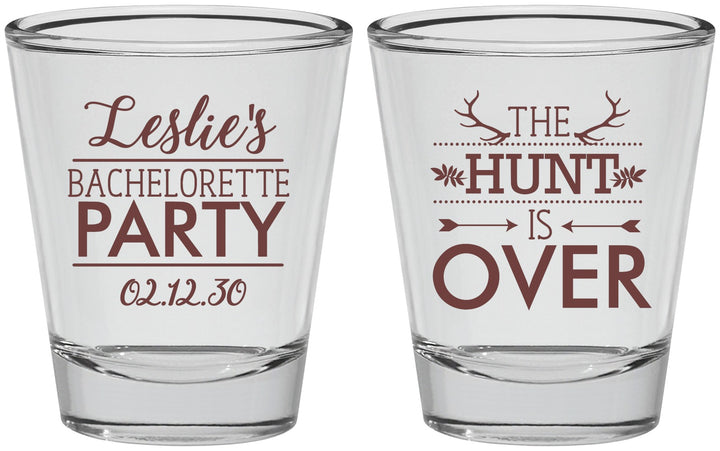 Personalized Bachelorette Shot Glasses - The Hunt Is Over | 60184