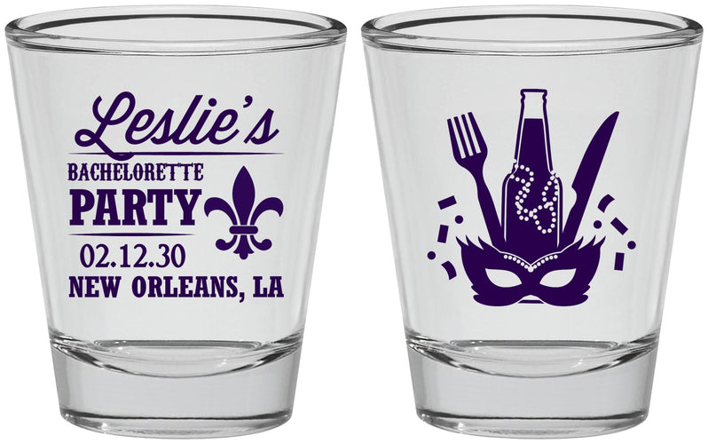 Personalized Bachelorette Shot Glasses - Mardi Gras | 60185