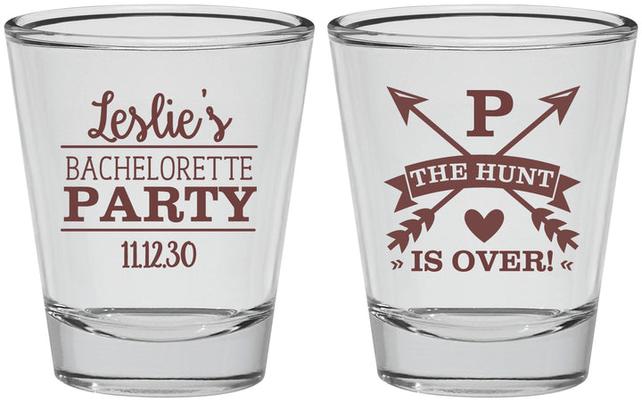 Personalized Bachelorette Shot Glasses - The Hunt Is Over | 60186