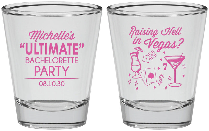 Personalized Bachelorette Shot Glasses - Raising Hell In Vegas | 60196
