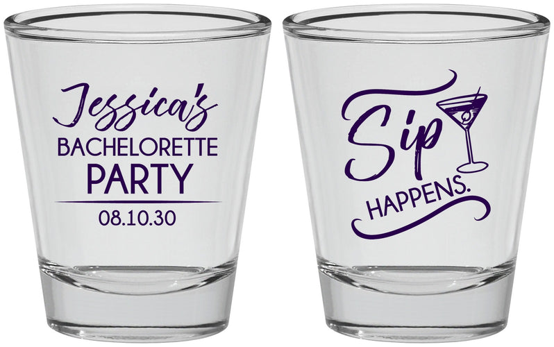 Personalized Bachelorette Shot Glasses - Sip Happens | 60197
