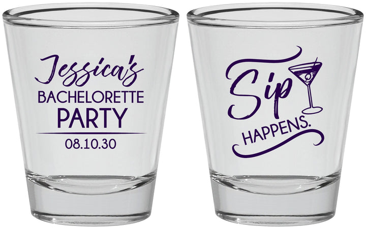 Personalized Bachelorette Shot Glasses - Sip Happens | 60197