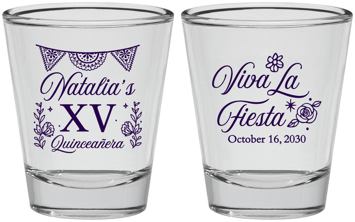 Personalized Quinceanera Shot Glasses - Viva La Fiesta Quince | 70008
