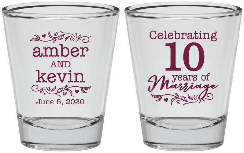 Personalized Anniversary Shot Glasses - 10 Years Of Marriage | 80000