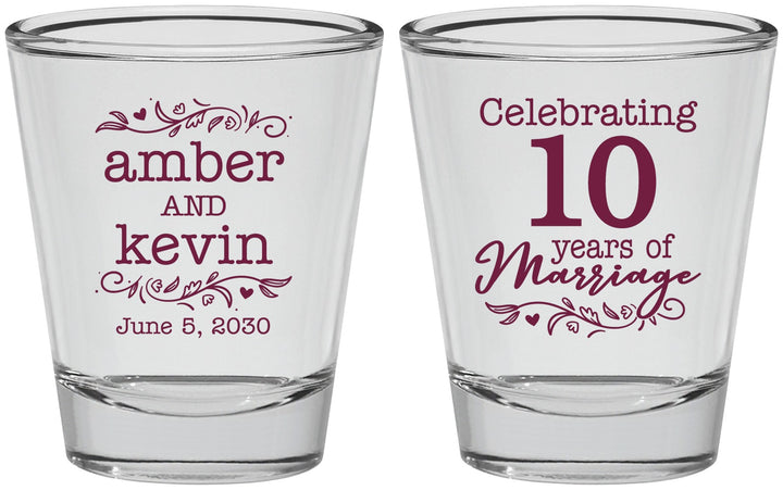 Personalized Anniversary Shot Glasses - 10 Years Of Marriage | 80000