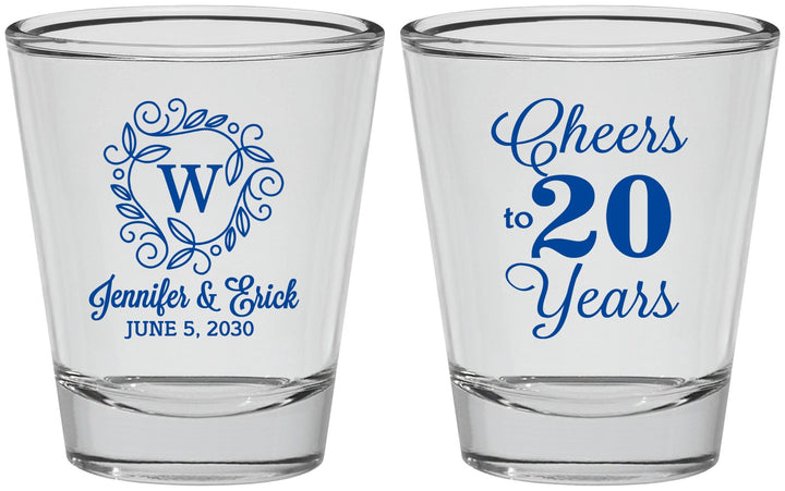 Personalized Anniversary Shot Glasses - Cheers To 20 Years | 80001