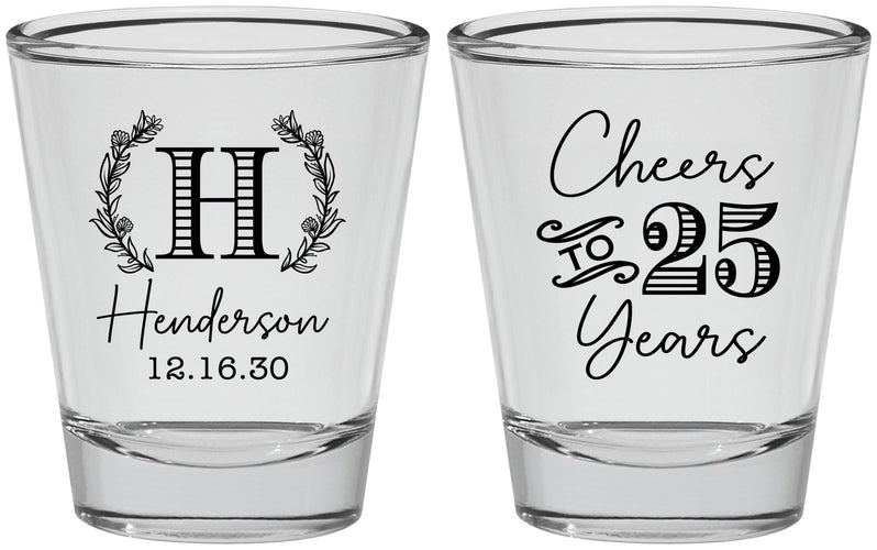 Personalized Anniversary Shot Glasses - Cheers To 25 Years | 80002