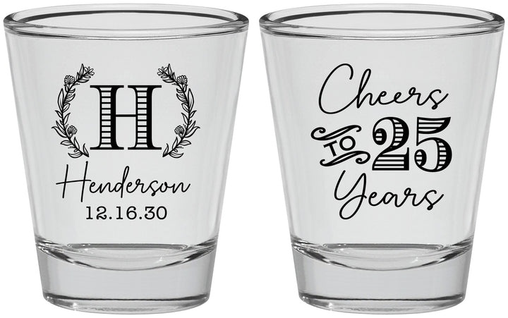 Personalized Anniversary Shot Glasses - Cheers To 25 Years | 80002