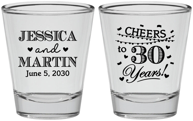 Personalized Anniversary Shot Glasses - Cheers To 30 Years | 80003