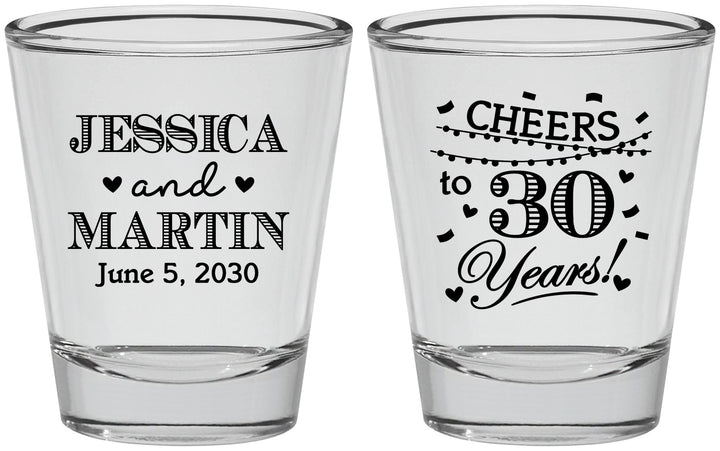 Personalized Anniversary Shot Glasses - Cheers To 30 Years | 80003