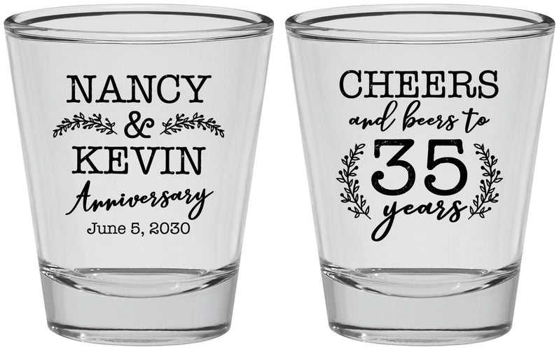 Personalized Anniversary Shot Glasses - Cheers To 35 Years | 80004
