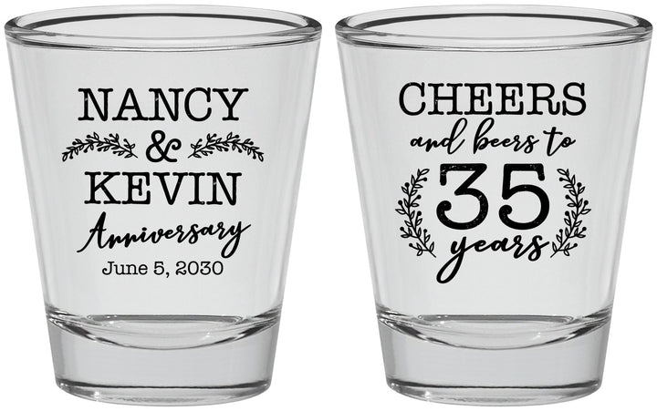 Personalized Anniversary Shot Glasses - Cheers To 35 Years | 80004