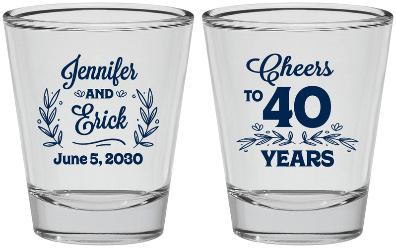 Personalized Anniversary Shot Glasses - Cheers To 40 Years | 80005