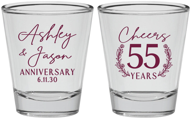 Personalized Anniversary Shot Glasses - Cheers To 55 Years | 80008