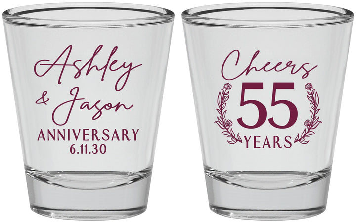 Personalized Anniversary Shot Glasses - Cheers To 55 Years | 80008