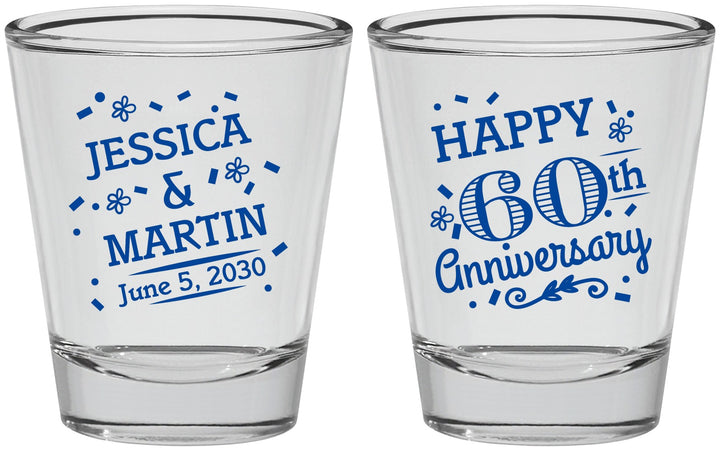 Personalized Anniversary Shot Glasses - Cheers To 60 Years | 80009