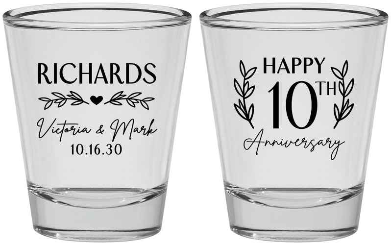 Personalized Anniversary Shot Glasses - 10th Wedding | 80010